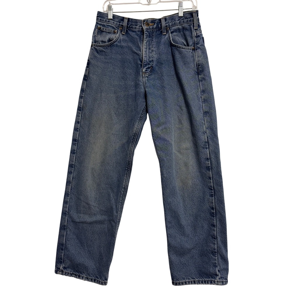 Carhartt Flannel Lined Jeans Mens 31x30 Blue Relaxed Fit B172 DBT Workwear Denim